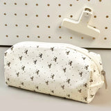 1 Beautiful Canvas Pencil Pouch, Creative Bow Pattern Zipper Pencil Pouch and Desk Organizer, Essential School Supplies