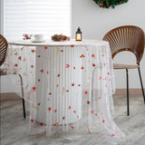 Christmas Transparent Lace Tablecloth White Rectangular Colorful Embroidered Flower Table Cloth Cover for Home Party Supplies