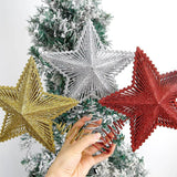 25CM Red Gold Glitter Star Christmas Decoration Xmas Tree Topper for Home Decor Ornaments Navidad New Year 2025 Gifts Accessory