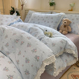 INS Korean Style New Yungan Cotton Wrinkled Double-layer Yarn Lace Bedding Sets