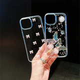 Cute Pink Bowknot Phone Case For iPhone 16 15 14 13 Pro Max Pro Korea Girl Epoxy Shell Clear Soft Cover