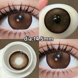Big Diameter Natural Brown Colored Contacts 2pcs High Moisture Half Yearly Lenses 0.00D No Power for Party Daily Wear