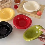 Ins Ceramic Saucer Korean Style Dessert Yogurt Oats Bowl Cream Color Fruit Salad Container Food Display Plate Kitchen Utensils