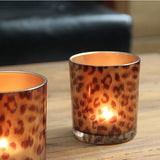 8x9cm Leopard Print Glass Candle Holder Glass Candle Container Multi Color Tea Light Candle Holder Housewarming Gift Home Decor