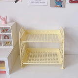 Double Layer Desktop Storage Basket Plastic Large Capacity Student Stationery Storage Box Desktop Organizer Storage Baskets New