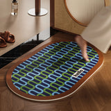 Nordic Retro Oval Shower Mat Super Absorbent Non-Slip Floor Rug Creamy Style Mid-Century Decorative Doormat for Bathroom