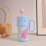 540ml Ice King Car Cup Coffee Large Capacity Stainless Steel Straw Water Cup Giant Cold  Insulated Cup 316 Office  Student Use