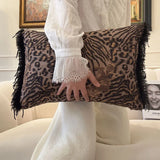 INS Tassel Leopard Print Decorative Pillow For Home Textile Footrest Sofa Cushion Large Car Back Chair Bed Head Cushion