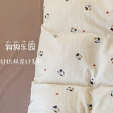 Knitted Class A Bedding Set Floral Style Bed Linen Set Soft Double Yarn Four-Piece Set Quilt Cover Set Bed Sheets Gift for Home