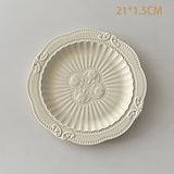French Round Dinner Plate Vintage Relief Salad Fruit Plate Western Breakfast Pastry Plate Household Light Luxury Tableware