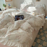 Latest Carving Flower Silk Velvet Winter 4pcs Bedding Sets 3D Warm Quilt Cover Bedspread Pillowcases for Princess Girls Bedroom