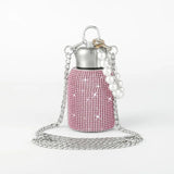 300ml Mini Thermos Cup With Pearl Chain Rope for Women,Diamond-encased Case,Stainless Steel Vacuum Flasks,Drinkware,Water Bottle