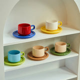 3 Sets Coffee Cups Set Ceramic Cups and Saucers Set Family Tea Cup Set Cups and Mugs Drinkware  British Coffee Cups