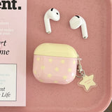 Foundation Star Yellow Cover + Pendant Earphone Case Suitable for Apple for Airpodspro2 Case/For Airpodspro Case/For Airpods4 Case/For Airpods3 Case/For Airpods2 Case/Fashionable Women's Earphone Case/Simple Earphone Case