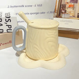 Nordic Style Solid Ceramic Cup Creative Wood Grain Handgrip Cups Household Cute Breakfast Milk Mug Fashion Office Coffee Mugs