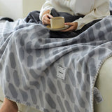 Nordic Simple Jacquard Sheep Fleece Blanket Luxury Autumn Winter Office Bedroom Nap Blanket Shawl Cushion for Single Double Size