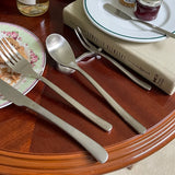 Simple Silver Matte Stainless Steel Tableware Knife Fork Spoon Fruit Fork Butter Knife Texture