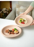 Sesame Dot Round Plate Nordic Style Ceramic Deep Dish High-end Household Serving Plates Fashion Versatile Beef Pasta Kitchenware