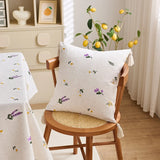 45X45cm Rural Style Throw Pillow Cover Polyester-linen Fabric Cushion Cover Lavender Flower Embroidery Pillowslip with Tassels