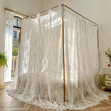 White Blue Princess Palace Mosquito Net Floor Stand with Frame Romantic 1.5m/1.8m/2m Three-door Bed Curtain Home Decor