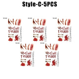 Horror Realistic Fake Bloody Wound Stitch Scar Scab Waterproof Temporary Tattoo Sticker Halloween Masquerade Prank Makeup Props