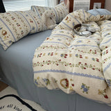 Duvet Cover Set  A-class Ultra Soft Jacquard Double-layer Yarn Washed Cotton Bedding Set  Floral Bed Sheet