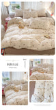 Knitted Class A Bedding Set Floral Style Bed Linen Set Soft Double Yarn Four-Piece Set Quilt Cover Set Bed Sheets Gift for Home
