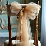 50-10pieces 200x75cm gauze Chair Back Veil Wedding Chair Sashes Wedding Chair Bows Covers Ribbon Party XMS Aisle Chair Decor