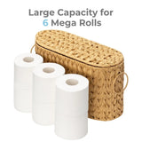 Water Hyacinth Toilet Paper Storage Baskets Large Capacity with Lids Toilet Paper Holder Durable Household Wicker Baskets