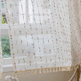 Modern Minimalist Striped Privacy Sheer Curtain, High-Quality Linen Sheer Voile with tassel Embellishment,Cute Home Drapes