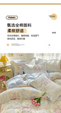 100% Cotton Skin-friendly Four Piece Set Soft Duvet Cover Set Single Couple Flower Printed Comforter Bedding Set for Adults Kids