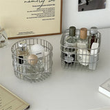 Ins Sliver Square Stainless Small Storage Basket Kitchen Bathroom Accessories Home Decorative Desk Makeup Organizer Box