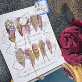 10Pcs High Quality Handmade Press on Nails Purple Jade Noble Elegant Luxurious Flower God Niche Style Spicy Drill  Decoration