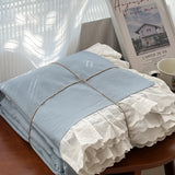 Korean Princess Style Lace Ruffles Soft Washed Cotton Skin-friendly Bedding Set Duvet Cover Bed Sheet/Fitted Sheet Pillowcases