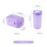 Student Lunchbox Mug Set Double Layer Food Cooler Portable Bento Box with Cutlery Microwavable Food Container