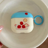 Fresh Lovely Blue Apple Smooth Soft Bluetooth Earphone Case For AirPods 4 3 2 1 Pro Pro 2 Protection Cover Cute Chain Pendant