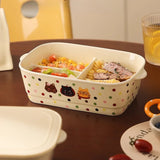 Microwave Oven Specific Ceramic Bento Box Divided Into Compartments Dining Box with Lid Fresh Keeping Box Cute