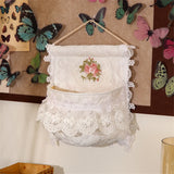 French Style Thickened Fabric Storage Bag Lace Embroidered  Door Rear Storage Bag Wardrobe Sundries And Fringe Storage Bag