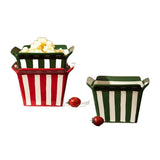 Square Striped Ceramic Bowl, Creative Popcorn Fries Salad Fried Chicken Serving Dish, Home Restaurant Dessert Fruit Mixing Bowl