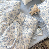 Korean Princess Style Floral Ruffles Bedding Set Single Queen Size 100% Cotton Duvet Cover Flat/Fitted Bed Sheet Pillowcases