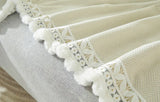 Herringbone Chenille Solid Sofa Towel Thickened Fur Ball Edge Sofa Cover for Four Seasons Cozy Skin-Friendly Blanket for Office