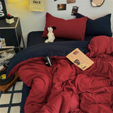 Solid Color Bedding Set Kids Adults Twin Full Queen Size Bed Flat Sheet Soft Duvet Cover Set Quilt Cover Pillowcases Bed Linen