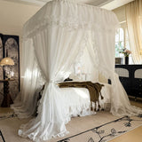 U-Shaped Rail Cotton Mosquito Net Super Pure Colorcurtain Tent for Girls Three-Door Princess Style with Frame