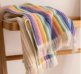 Rainbow Color 3D Striped Cotton Towel Super Soft Combed Cotton Towel Fresh Skin-friendly Face Towel Sbsorbent Bath Towels