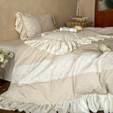 Linen Cotton Lace Bedding Sets Bed Linens Sheet Pillowcase Duvet Cover King Queen Europe Size