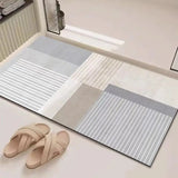 Abstract Geometric Line Art Bathroom Mat Soft Neutral Color Absorbent Non-Slip Quick Drying Home Entrance Floor Mat