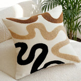 45x45cm Embroidered Cushion Covers Set, Aesthetic Boho Style for Bedroom & Sofa, Brown & Beige Decorative Pillow Cases
