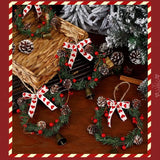 Christmas Bells Ornaments Wreath, Rustic Round Artificial Xmas Wreath with Pine Needles, Pine Cone Bowknot & Bell Pendant