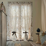 Retro White Ventilate Curtain Double-Layer Pure Cotton Kitchen Door Curtains Cafe Living Room Window Kitchen Half Curtain Decor