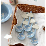Blue Sky and White Clouds Breakfast Spoon Coffee Mixing Spoon Underglaze Color Fruit Salad Rice Soup Bowl